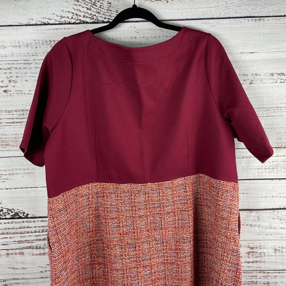 NWT Isaac Mizrahi Women's Plus 1X Elbow Sleeve Knee Length Dress Red - Picture 6 of 7